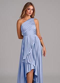 Azazie Lyrica Bridesmaid Dresses Ice A-Line One Shoulder Stretch Satin Dress image7