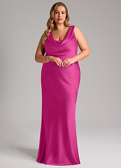 Azazie Rylina Bridesmaid Dresses Fuchsia Mermaid Stretch Satin Dress image9