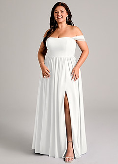 Azazie Calianna Bridesmaid Dresses White A-Line Off the Shoulder Chiffon Convertible Dress image14