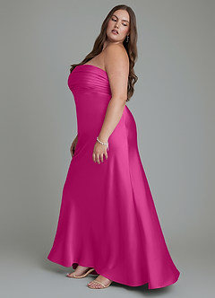 Azazie Saylor Brudtärnklänningar Klänning av Sjöjungfru i Stretch Satin Axelbandslös Fuchsia image13