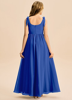 Azazie Delia Junior Abito A-Line in Chiffon Fiocco Blu Reale image6