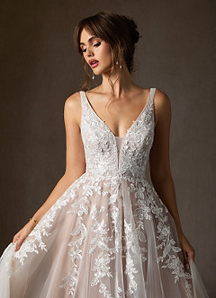 Azazie Sorella Vestidos de novia Vestido de Blanco Diamante Caramelo de Tul de Corte en A con Lentejuelas image8
