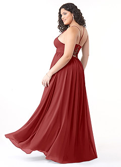 Azazie Aaida Bridesmaid Dresses Rust A-Line Corset Chiffon Dress image10