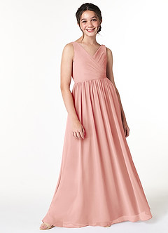 Azazie Sawyer Junior Rosette A-Line Pleated Chiffon Dress image3