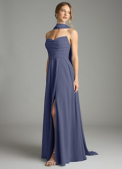 Azazie Ayla Abiti da Damigella Abito A-Line in Chiffon Scollo a Cuore Stormy image10