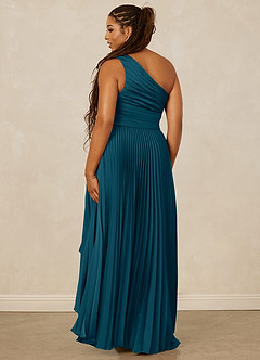 Christian Siriano Bridal for Azazie 1008 Bridesmaid Dresses Ink Blue A-Line One Shoulder Stretch Satin Dress image10