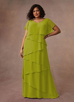 Azazie OHara Mother of the Bride Dresses Lemongrass A-Line V-Neck Chiffon Dress image12