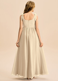 Azazie Delia Junior Abito A-Line in Chiffon Fiocco Champagne image6