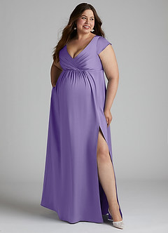 Azazie Allessia Maternity Bridesmaid Dresses A-Line Pleated Stretch Satin Floor-Length Dress image10