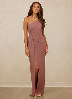 Christian Siriano Bridal for Azazie 1003 Bridesmaid Dresses Cedar Rose Sheath One Shoulder Chiffon Dress image1