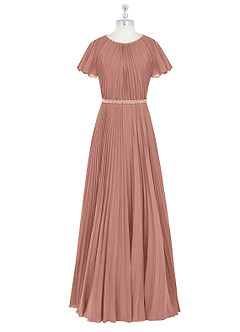 Azazie Kara Modest Bridesmaid Dresses A-Line Pleated Chiffon Floor-Length Dress image7