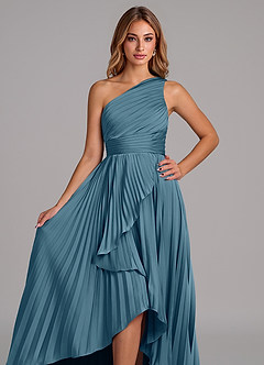 Azazie Lyrica Bridesmaid Dresses Bermuda A-Line One Shoulder Stretch Satin Dress image4