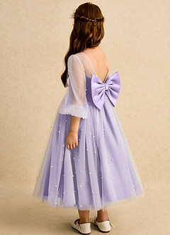 Azazie Trudy vestidos de niña de las flores Vestido de Lila de Tul de Corte Princesa con Escote de Corazón image7