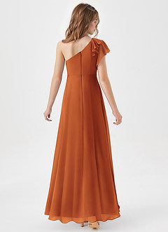 Azazie Arabella Junior Jurk van Chiffon met A-Lijn Ruches Kaneel image6