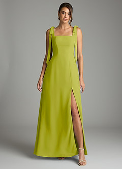 Azazie Debra Bridesmaid Dresses Lemongrass A-Line with Pockets Chiffon Convertible Dress image7