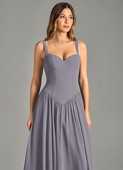 Azazie Evadina Vestidos de damas de honor Vestido de Sombra de Gasa de Corte en A con Corsé image6