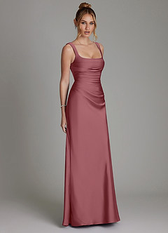 Azazie Agustina Brautjungfernkleider Meerjungfrau-Linie Korsett Stretch-Satin Kleid Wüstenrose image4