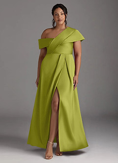 Azazie Milton Mère de la mariée Robes Robe Trapèze en Satin extensible Plissée Citronnelle image9