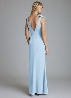 Azazie Taro Bridesmaid Dresses Sky Blue Sheath Bow Chiffon Dress image2