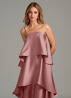 Azazie Azalea Bridesmaid Dresses Dusty Rose A-Line Ruched Stretch Satin Dress image2