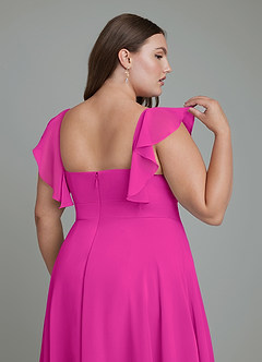 Azazie Leilani Robes de demoiselle d'honneur Robe Trapèze en Mousseline de soie Plissé Fuchsia image12