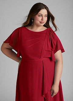 Azazie Aaliyah Modest Bridesmaid Dresses A-Line Scoop Pleated Chiffon Floor-Length Dress image11