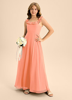 Azazie Callie Junior Sunset A-Line Ruched Chiffon Dress image3