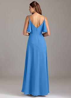 Azazie Darcia Bridesmaid Dresses Blue Jay A-Line Side Slit Chiffon Dress image5