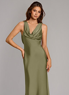 Azazie Cheryl Bridesmaid Dresses Pistachio Mermaid Stretch Satin Dress image6