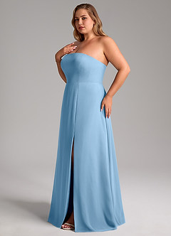 Azazie Wren Bridesmaid Dresses Steel Blue A-Line Side Slit Chiffon Convertible Dress image12