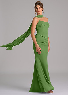 Azazie Sorrel Robes de demoiselle d'honneur Robe Sirène en Mousseline de soie Corset Basilic image3