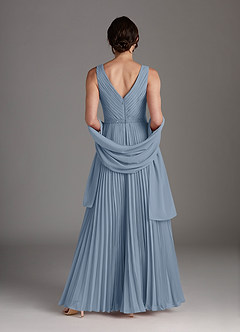 Azazie Kris Abiti per la Madre della Sposa Abito A-Line in Chiffon Lustrini Blu Polveroso image4