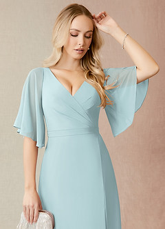 Azazie Cierra Bridesmaid Dresses Mist A-Line V-Neck Chiffon Dress image6