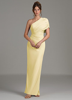 Azazie Essence Bridesmaid Dresses Lemon Sorbet Sheath One Shoulder Premium Stretch Jersey Dress image5