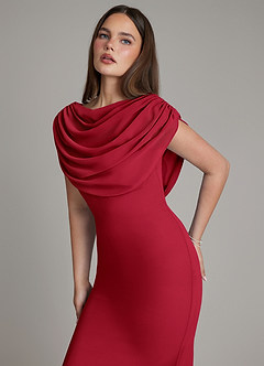 Azazie Hadley Bridesmaid Dresses Scarlet Mermaid Pleated Chiffon Dress image6
