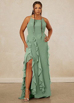 Christian Siriano Bridal for Azazie 1006 Brautjungfernkleider Meerjungfrau-Linie Gestreift Chiffon Kleid Matcha image8