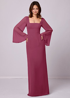 Barbie ♥ Azazie Final Sale Dusty Blue Sheath Bow Chiffon Dress image4