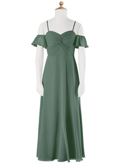 Azazie Juna Junior Eucalyptus A-Line Off the Shoulder Chiffon Dress image6