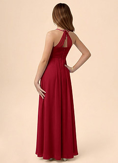 Azazie Ginny Junior Vestido de Escarlata de Gasa de Corte en A con Plisado image2