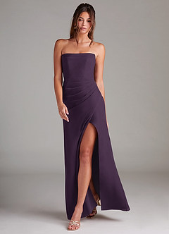 Azazie Leonis Bridesmaid Dresses Plum Sheath Strapless Chiffon Convertible Dress image7