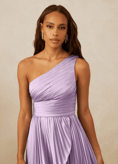 Christian Siriano Bridal for Azazie 1008 Bridesmaid Dresses Frosted Lilac A-Line One Shoulder Stretch Satin Dress image8