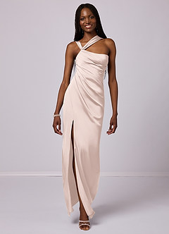 Barbie ♥ Azazie Final Sale Blushing Pink Mermaid One Shoulder Stretch Satin Dress image1