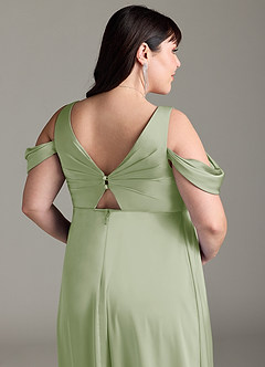 Azazie Rhea Maternity Bridesmaid Dresses A-Line Off-The-Shouler Pleated Stretch Satin Floor-Length Dress image13