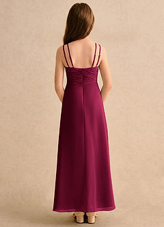 Azazie Zaida Girls Formal Flower Girl Dresses Burgundy A-Line Pleated Chiffon Dress image2
