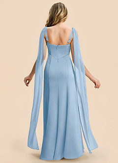 Azazie Chelsea Junior Powder Blue Sheath Pleated Stretch Satin Dress image2