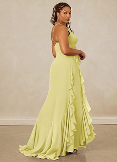 Christian Siriano Bridal for Azazie 1006 Vestidos de damas de honor Vestido de Sorbete De Limón de Gasa de Corte Sirena con Volante image9