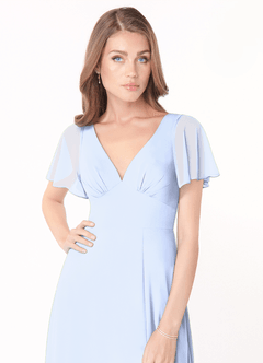 Azazie Kimber Bridesmaid Dresses Ice A-Line Flounce Sleeve Chiffon Dress image5