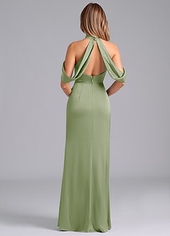 Azazie Bonny Jurken voor bruidsmeisjes Jurk van Stretch Satijn met Zeemeermin Off the Shoulder Stoffige Salie image2