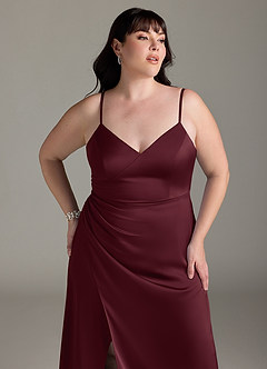 Azazie Marchella Brautjungfernkleider A-Linie Korsett Stretch-Satin Kleid Cabernetrot image11