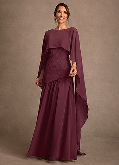 Azazie Flossie Mother of the Bride Dresses Cabernet A-Line Pleated Chiffon Dress image3